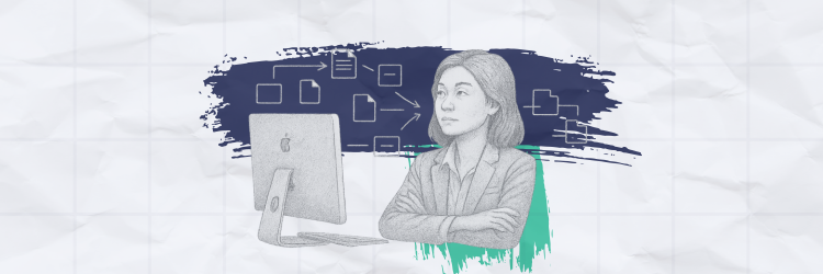Solo attorney at a computer reviewing automated workflows for estate planning documents