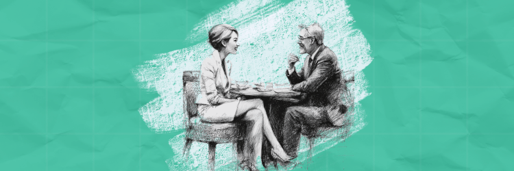 Estate planning attorney meeting with a referral partner over coffee, illustrating a professional referral relationship
